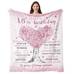 Happy 16th Birthday Throw Blanket 50"X60"